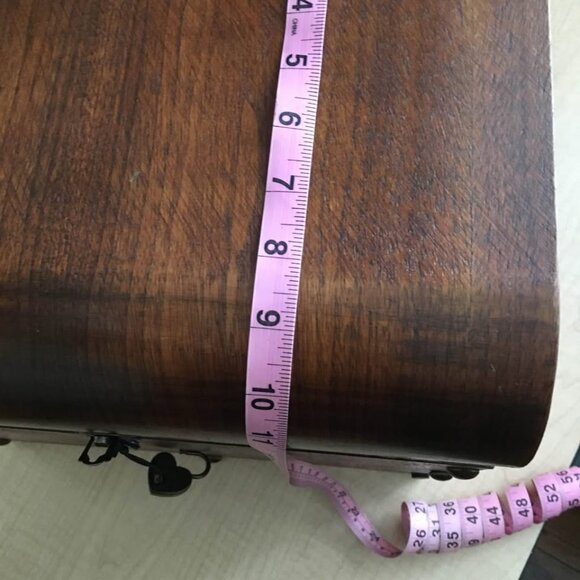 Vintage Large Storage Box Solid Hardwood Lid/Lock/Key Brass Hardware | 14x13x10 - Picture 7 of 11